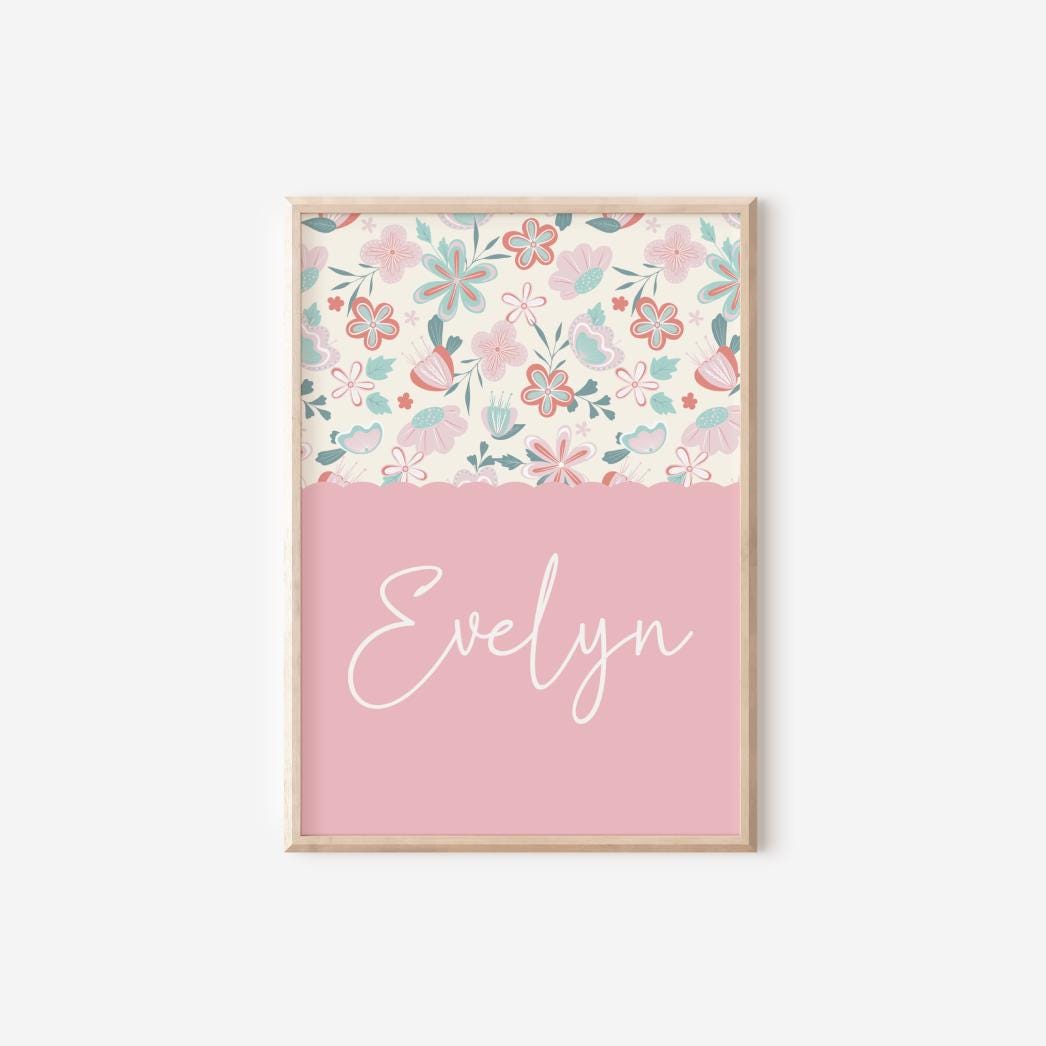 set of personalised prints for girls bedroom, affirmation quotes decor, you can be anything, floral art