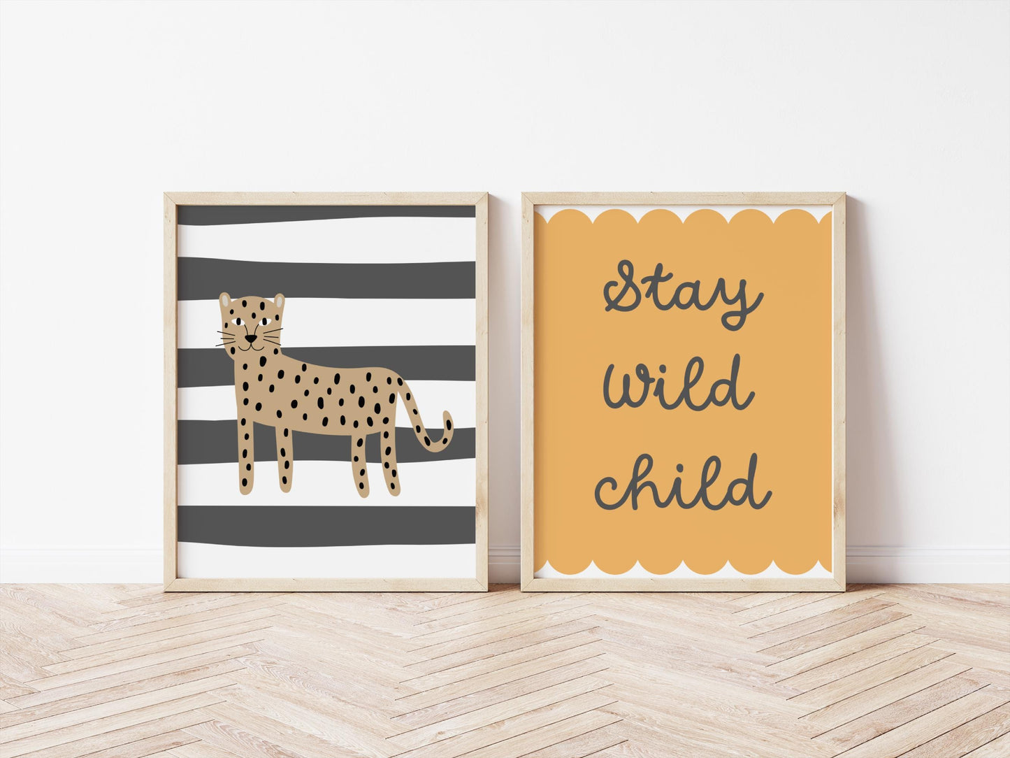 stay wild child safari scandi print for childs bedroom, nursery or playroom, scandi theme kids wall decor