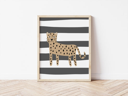 Childrens animal safari wall print for bedroom, nursery or playroom