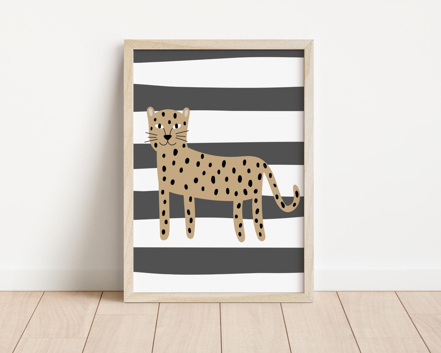 Childrens animal safari wall print for bedroom, nursery or playroom