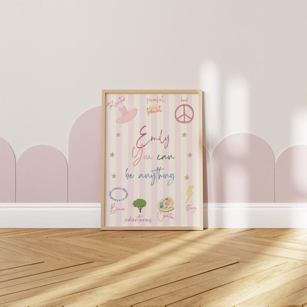 Girls affirmation print, quote print, nursery print, nursery wall art, girl nursery print, girl wall art, pink print, playroom art