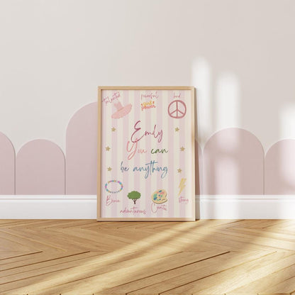 Girls affirmation print, quote print, nursery print, nursery wall art, girl nursery print, girl wall art, pink print, playroom art