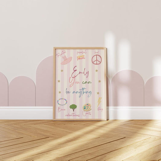 Girls affirmation print, quote print, nursery print, nursery wall art, girl nursery print, girl wall art, pink print, playroom art