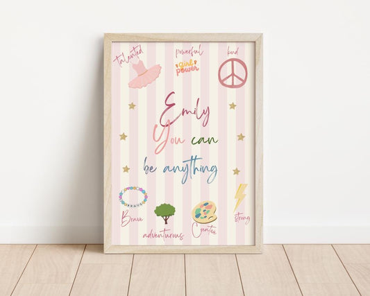 Girls affirmation print, quote print, nursery print, nursery wall art, girl nursery print, girl wall art, pink print, playroom art