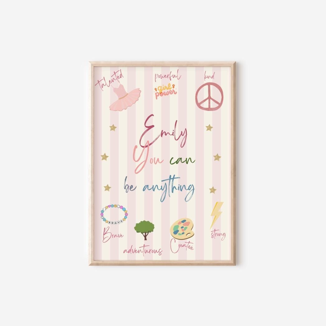 Girls affirmation print, quote print, nursery print, nursery wall art, girl nursery print, girl wall art, pink print, playroom art