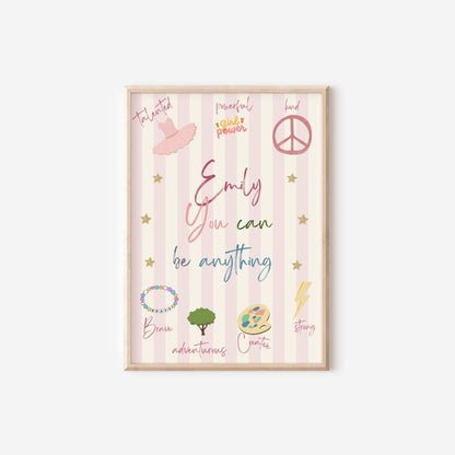 Girls affirmation print, quote print, nursery print, nursery wall art, girl nursery print, girl wall art, pink print, playroom art