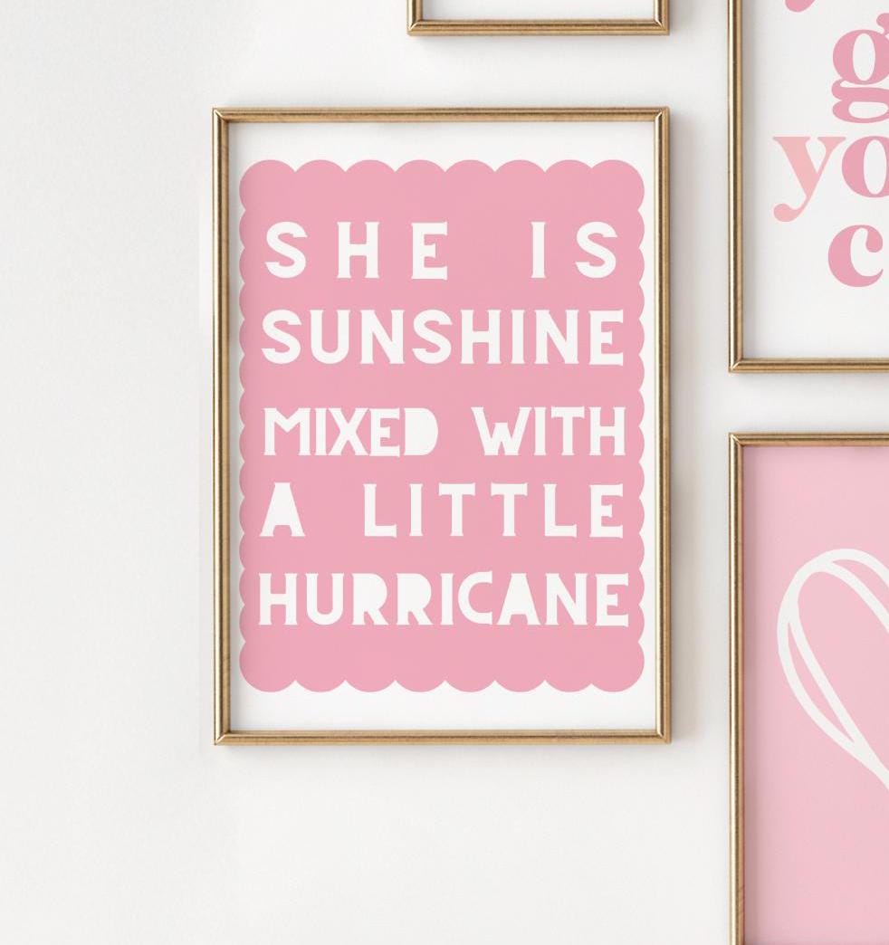 girls room print set, gallery set for girls bedroom, pink positive affirmation wall art for girls bedroom, affirmation prints