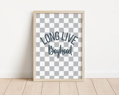 Long live boyhood print for boys bedroom, playroom or nursery, childrens wall decor,