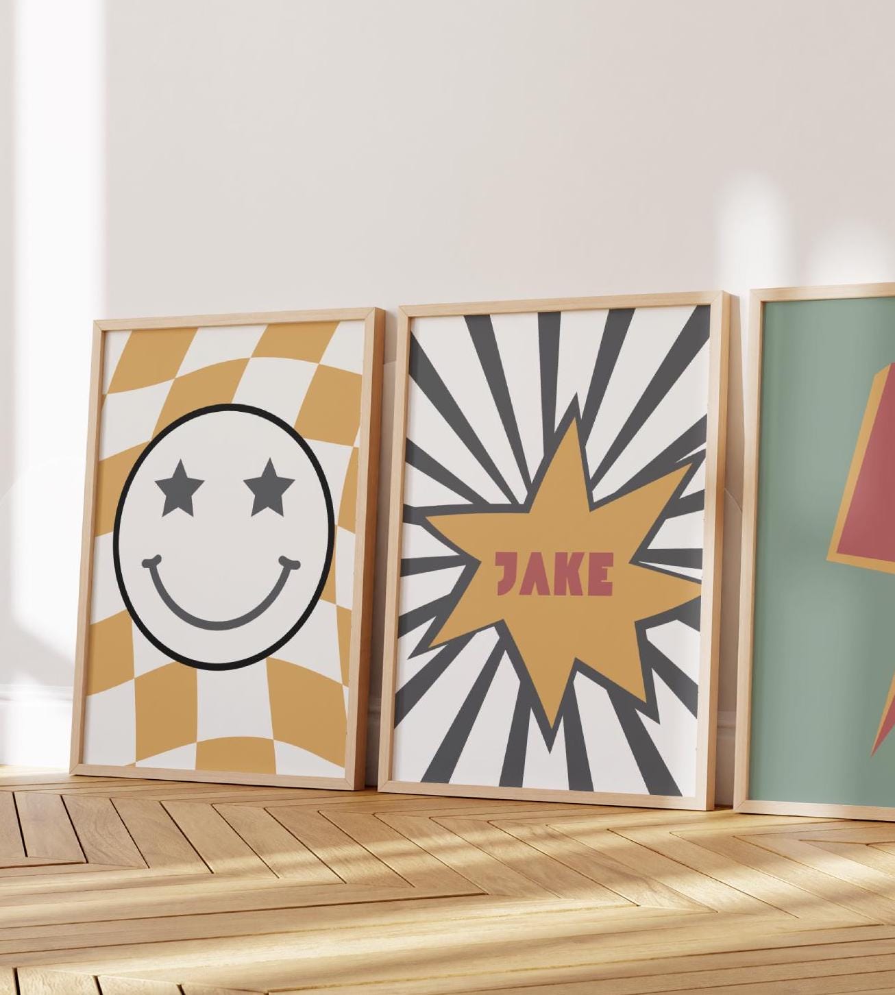 retro little mans cave boys wall art, Neutral Nursery, checkered Poster, Baby Boys Kids Room Decor, Toddler Poster