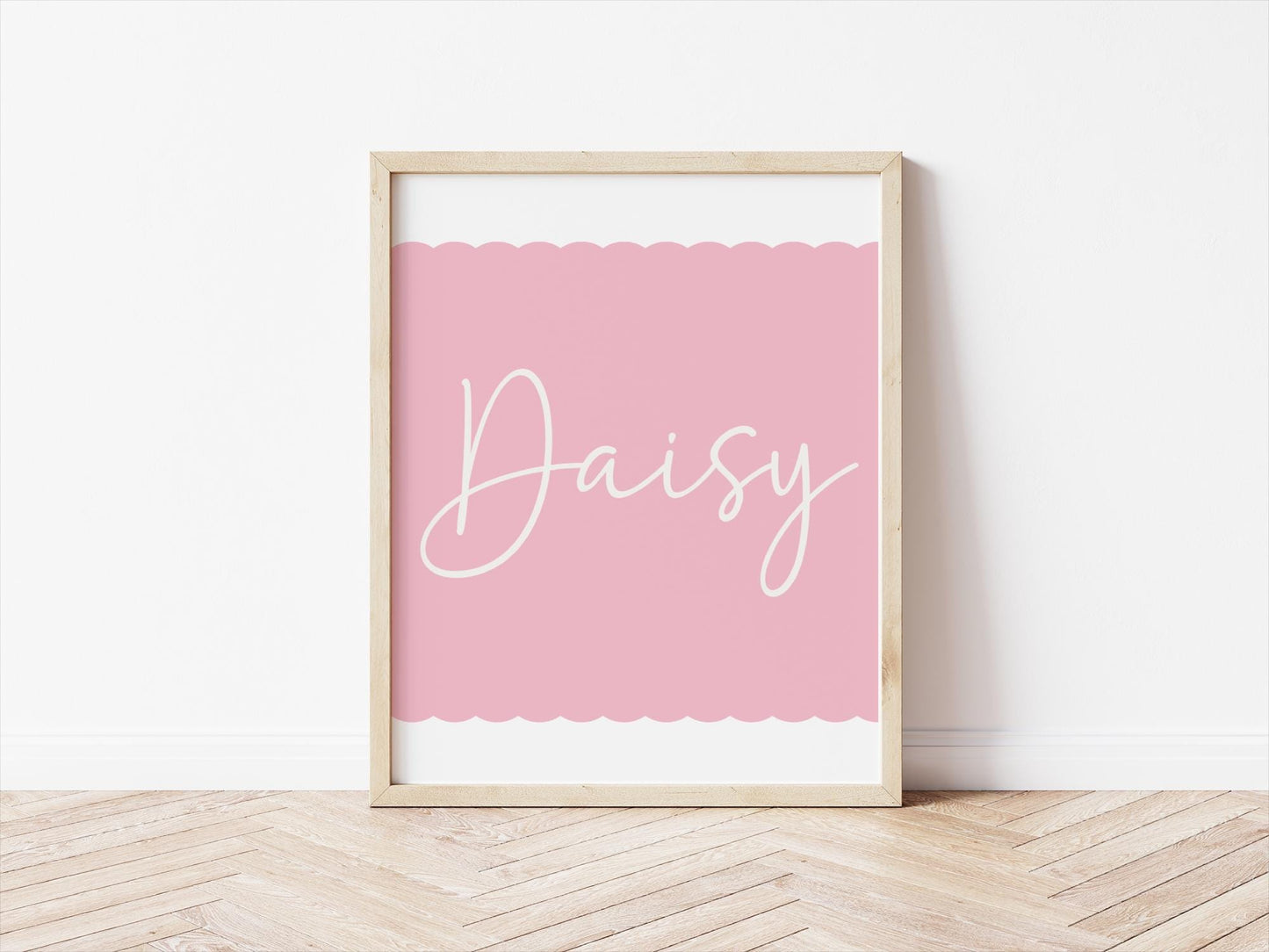 personalised girls wall print for bedroom or nursery , scallop border print