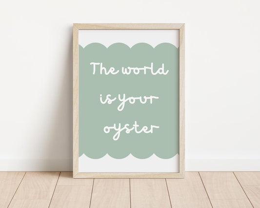 The World Is Your Oyster, Nautical Prints, Nursery Wall Art, Ocean, Sea Life, Kids Bedroom Prints, Neutral Ocean Nursery Art