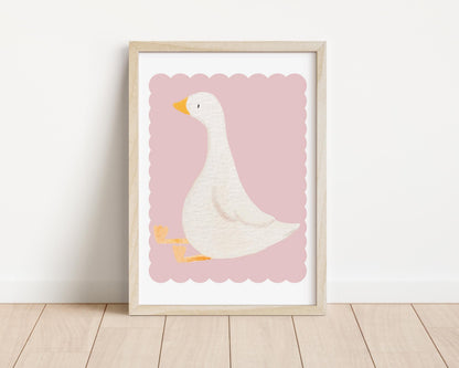goose print for girls bedroom or playroom,  childrens room print, childrens wall print for nursery, girls room or teen room,
