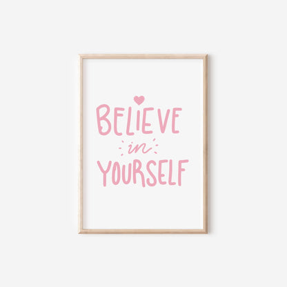 girls affirmation room print set, personalised gallery set for girls bedroom, pink positive affirmation wall art