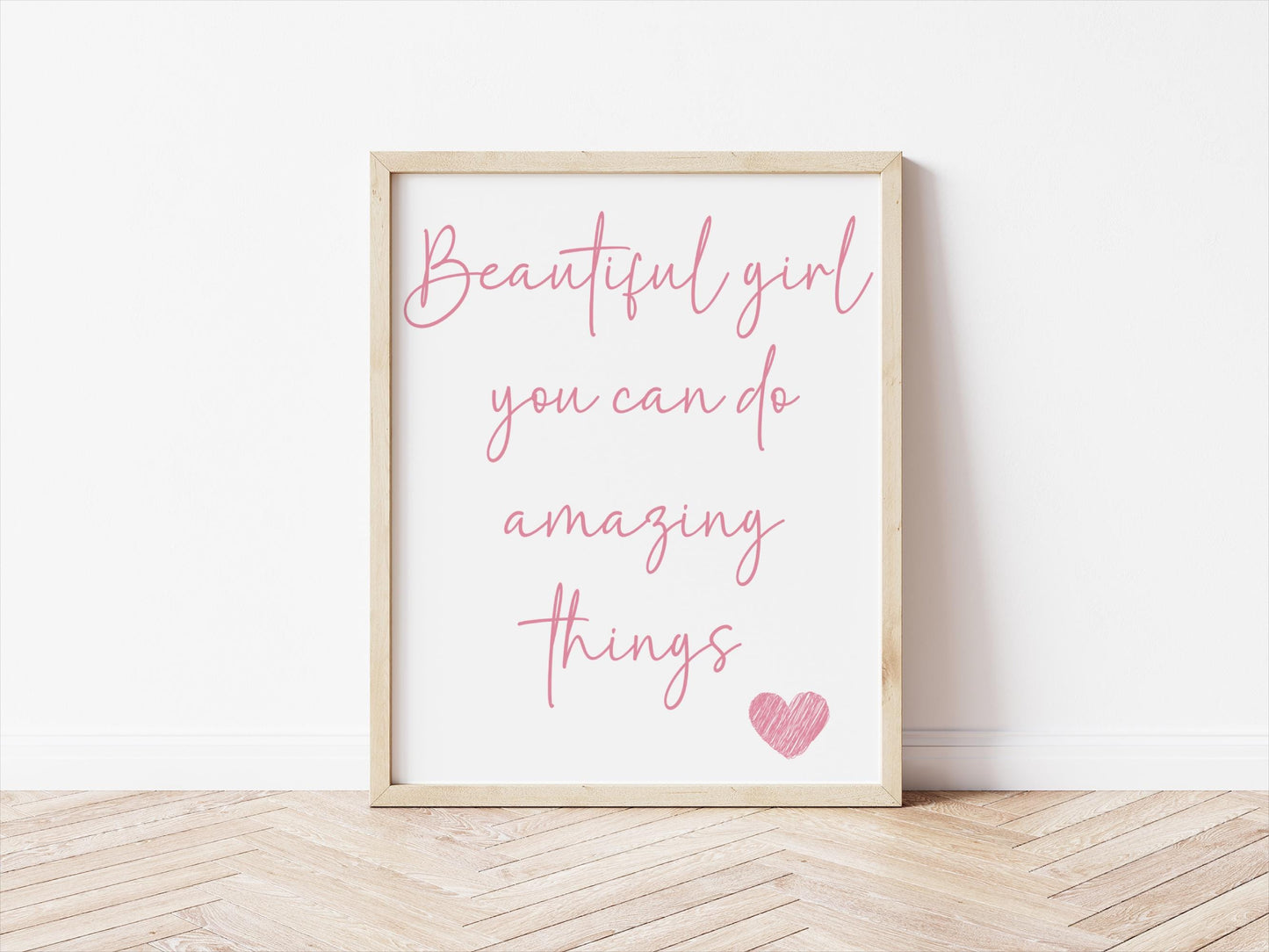 Beautiful Girl Print – Unframed Girls Bedroom Wall Art | Inspirational Nursery Decor