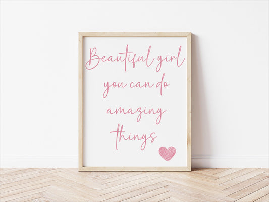 girls affirmation wall print, you can do anything wall print for bedroom, nursery or playroom