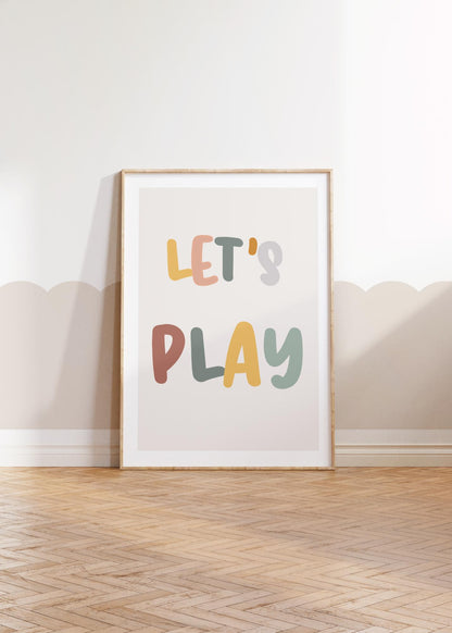 Lets play childrens art print for bedroom, nursery or playroom, boho nursery, scandi playroom