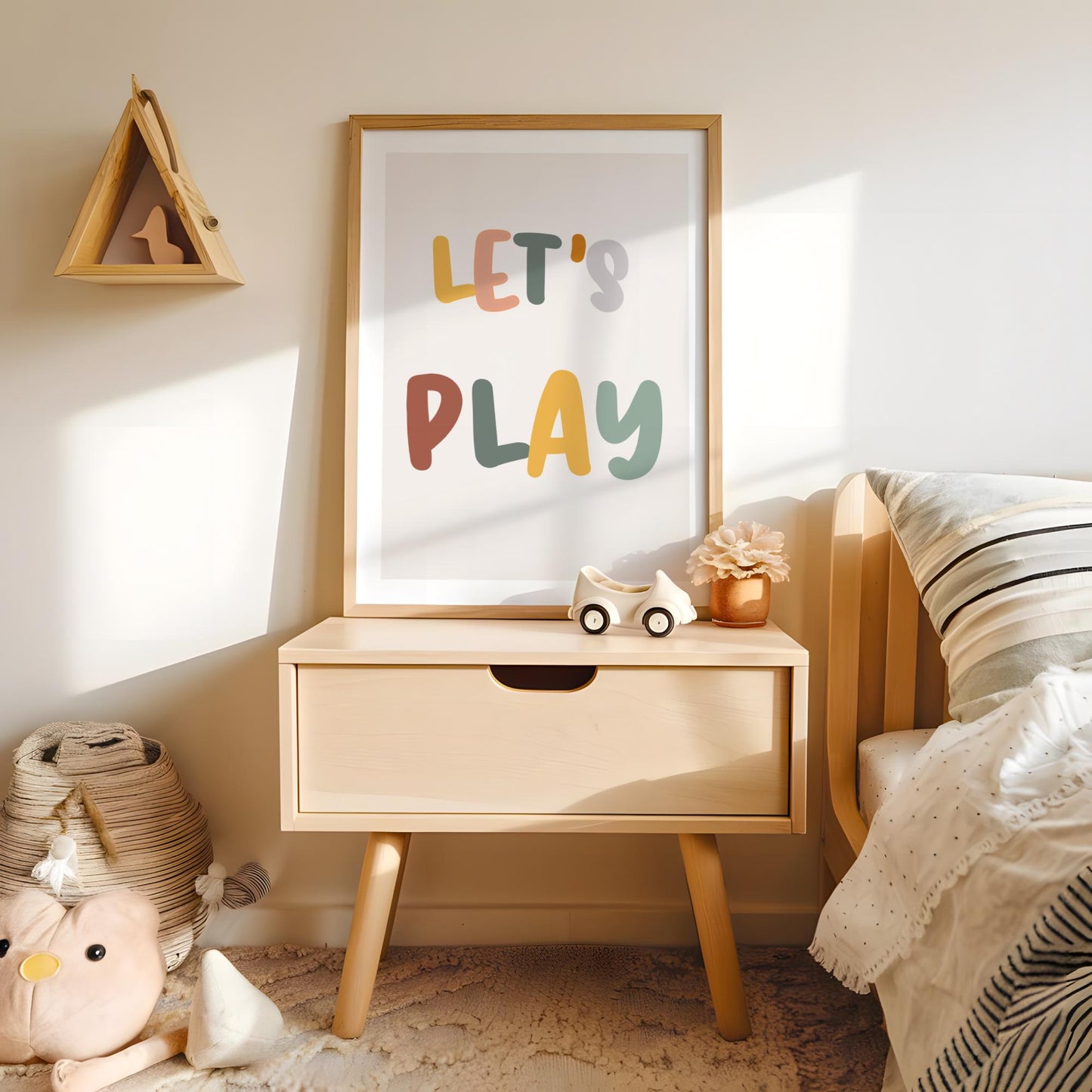 Lets play childrens art print for bedroom, nursery or playroom, boho nursery, scandi playroom