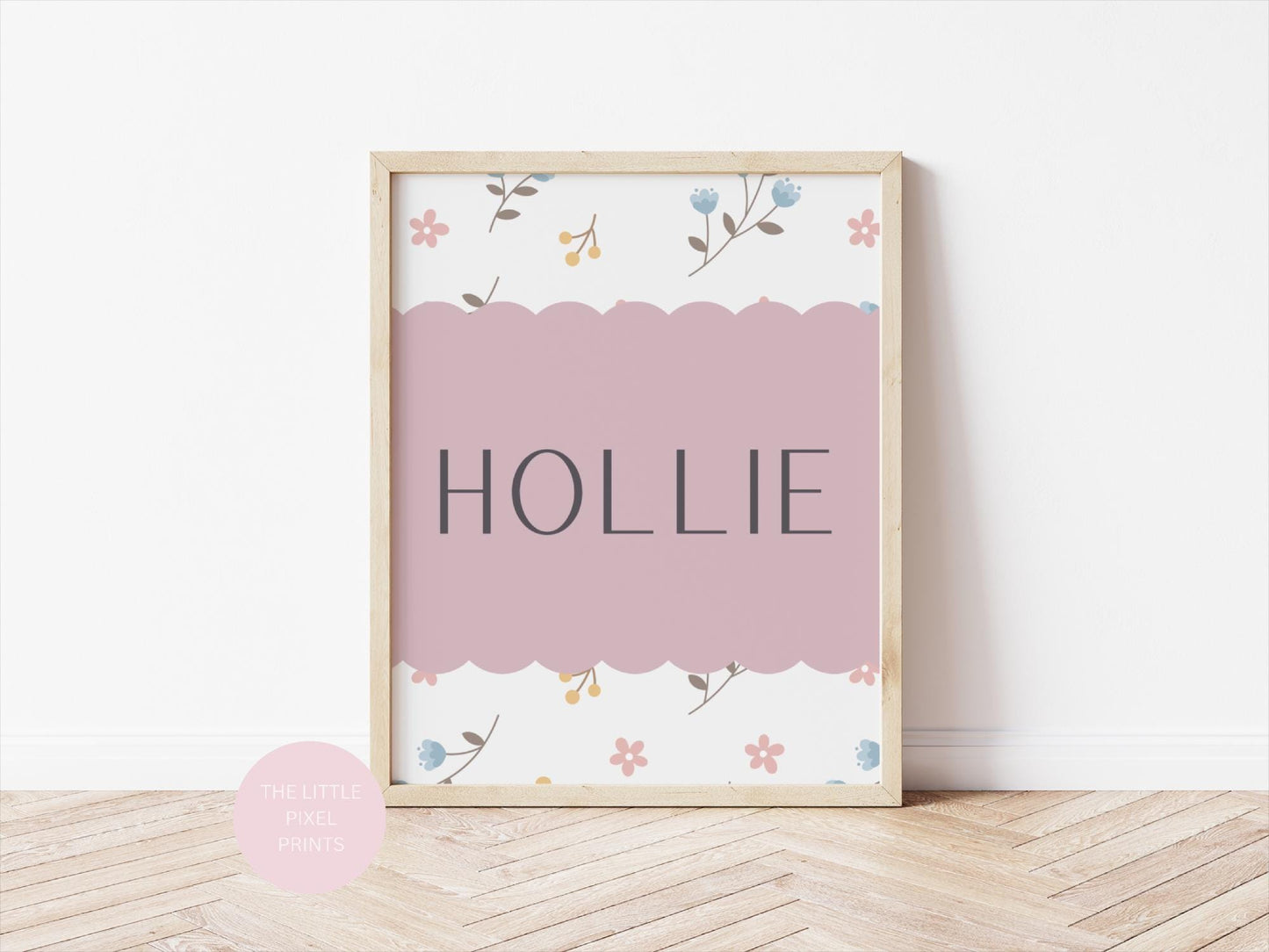 Floral Girls Room Prints, Goose, Wildflower, Personalized Name Wall Art