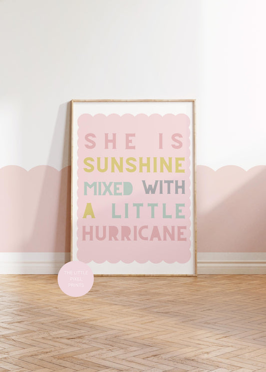 Girls Room Inspirational Quote Print, Sunshine Hurricane Wall Art