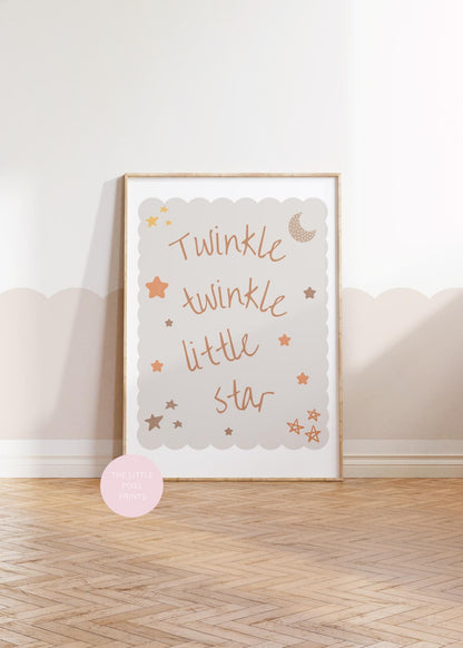 Twinkle Twinkle Little Star nursery Print, Cute Quote Illustration,  Nursery Decor Inspiration,  Scandi Nursery, wall poster for childs room