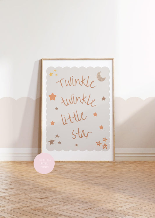 Twinkle Twinkle Little Star nursery Print, Cute Quote Illustration,  Nursery Decor Inspiration,  Scandi Nursery, wall poster for childs room