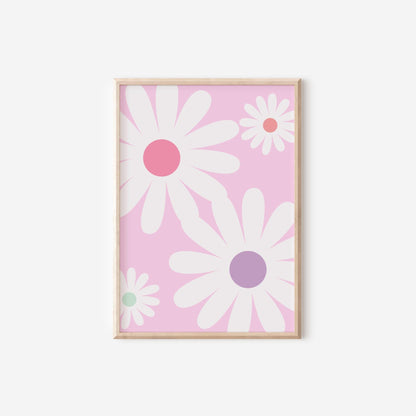girls personalised affirmation room print set of 3, rainbow and flowers pastel set of wall prints for girls nursery or bedroom