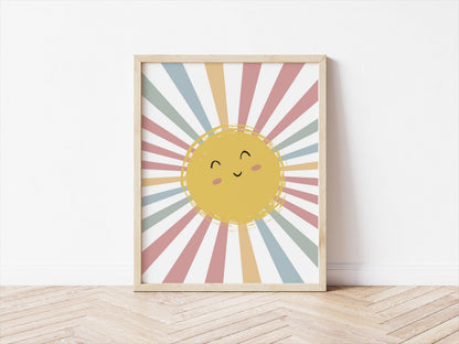 sunshine wall poster , wall art print , Nursery Prints, Scandi decor, Neutral, Wall Art, Kids Prints,