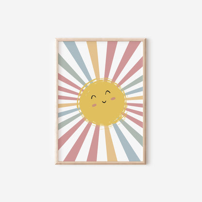 sunshine wall poster , wall art print , Nursery Prints, Scandi decor, Neutral, Wall Art, Kids Prints,