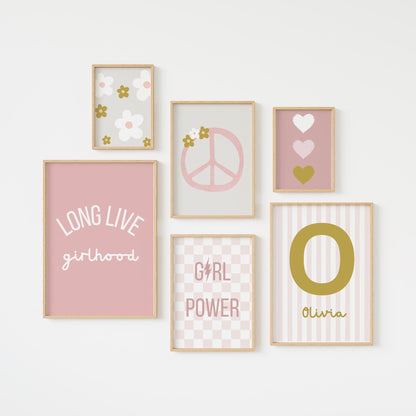 Personalized Girl Power Print Set, Nursery Decor