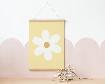 pink floral daisy  wall print for girls bedroom, nursery or playroom