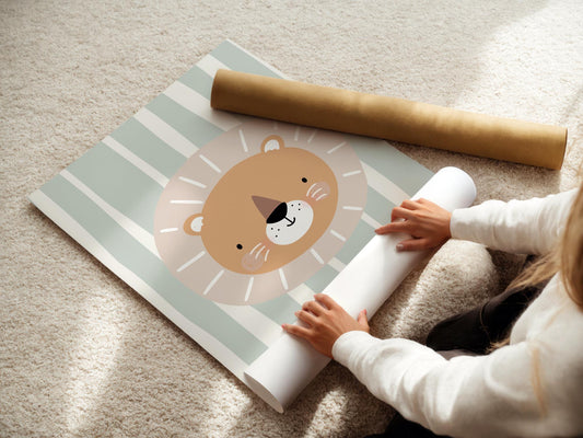 personalised muted neutral colour wall print set for childrens bedroom or nursery, boys scandi wall decor