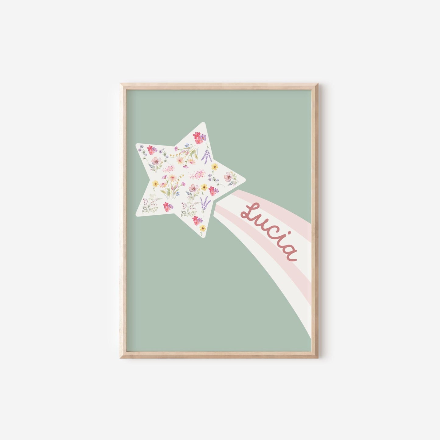 Personalised Floral Nursery Prints: Dusty Pink & Sage Green Girl's Room Decor