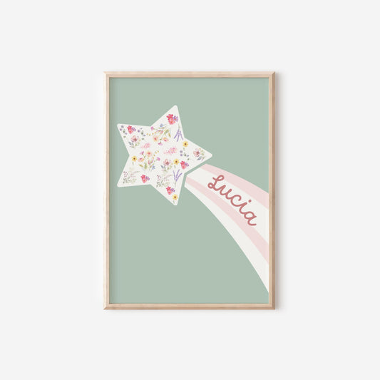 Personalised Floral Nursery Prints: Dusty Pink & Sage Green Girl's Room Decor