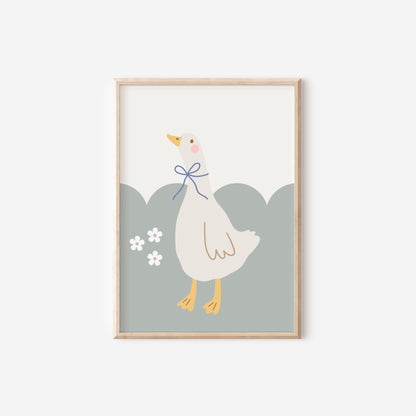 Personalized Pastel Nursery Print Set: Goose Wall Art
