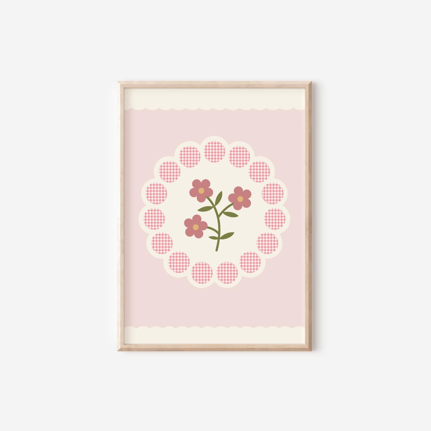 Pink Floral Flower Print, Girls Nursery Bedroom Wall Art