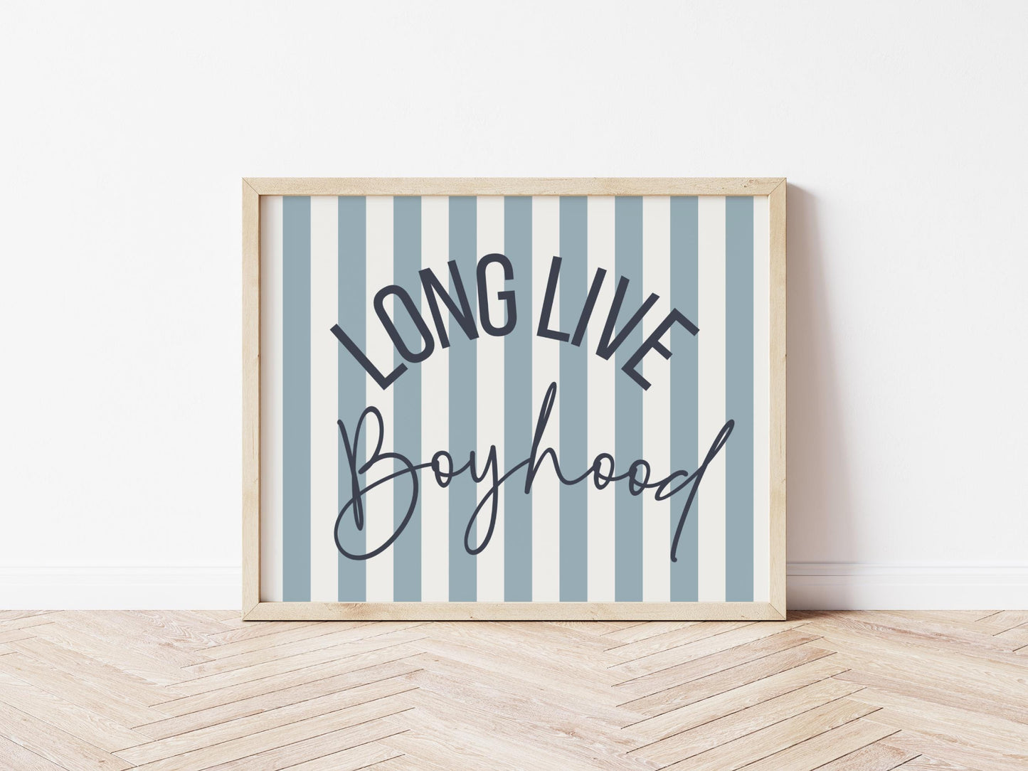 long live boyhood blue striped print for boys bedroom, nursery or playrooom