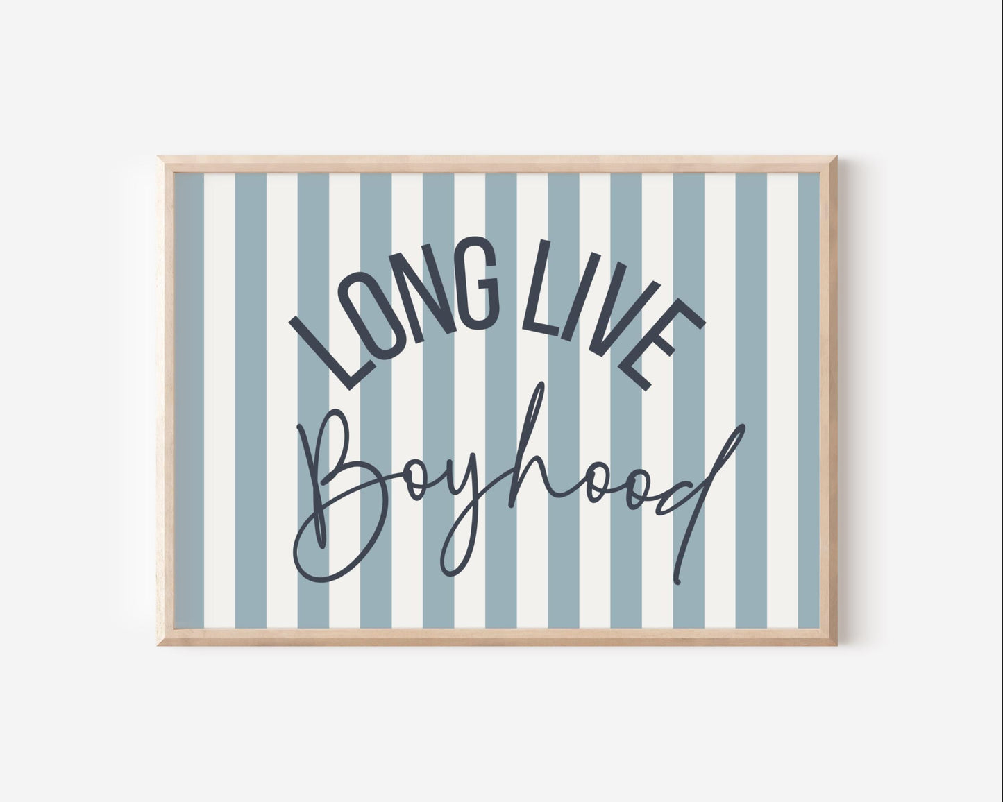 long live boyhood blue striped print for boys bedroom, nursery or playrooom