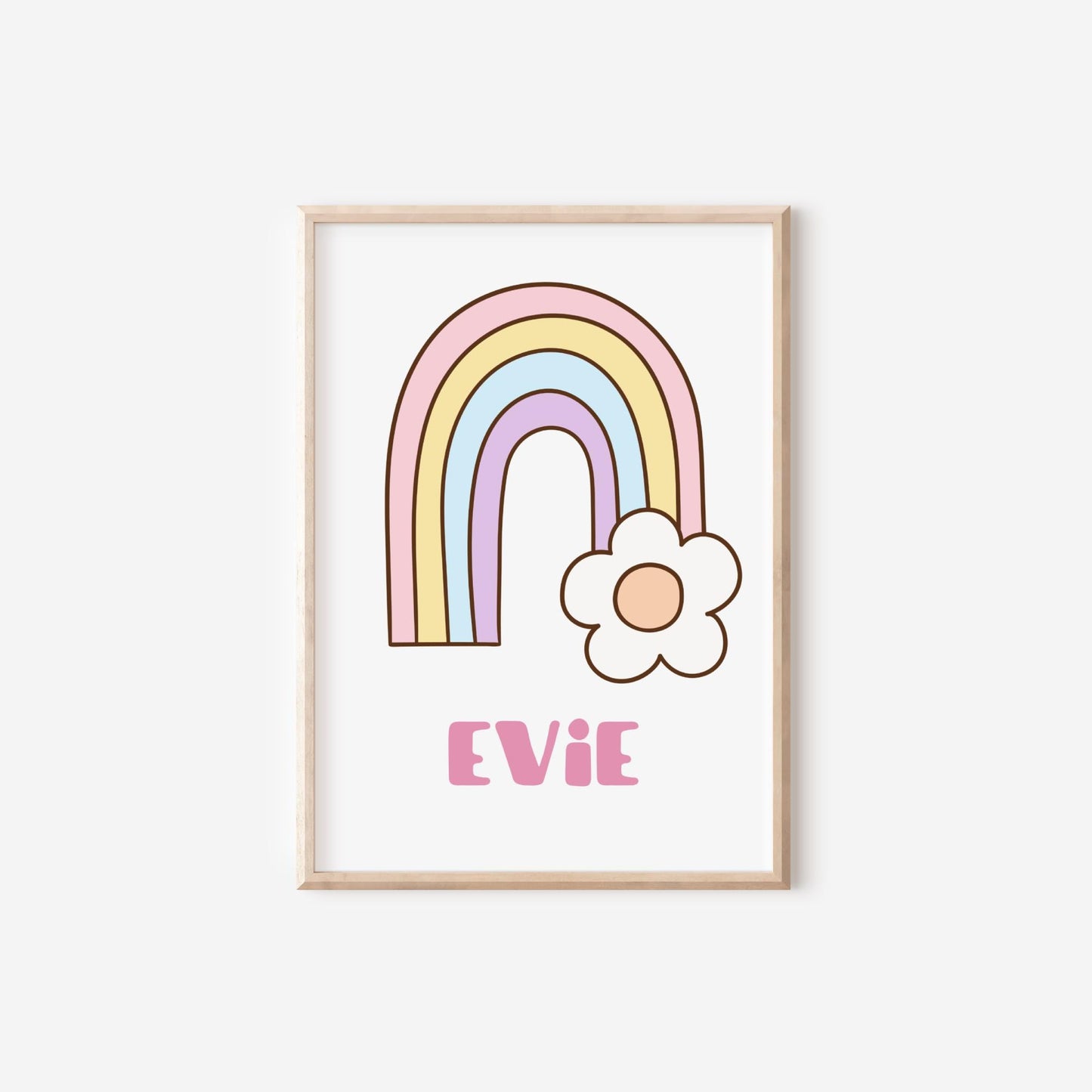 Personalized Retro Print Set: Rainbow & Flowers Nursery Decor