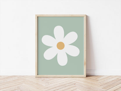 pink floral daisy  wall print for girls bedroom, nursery or playroom