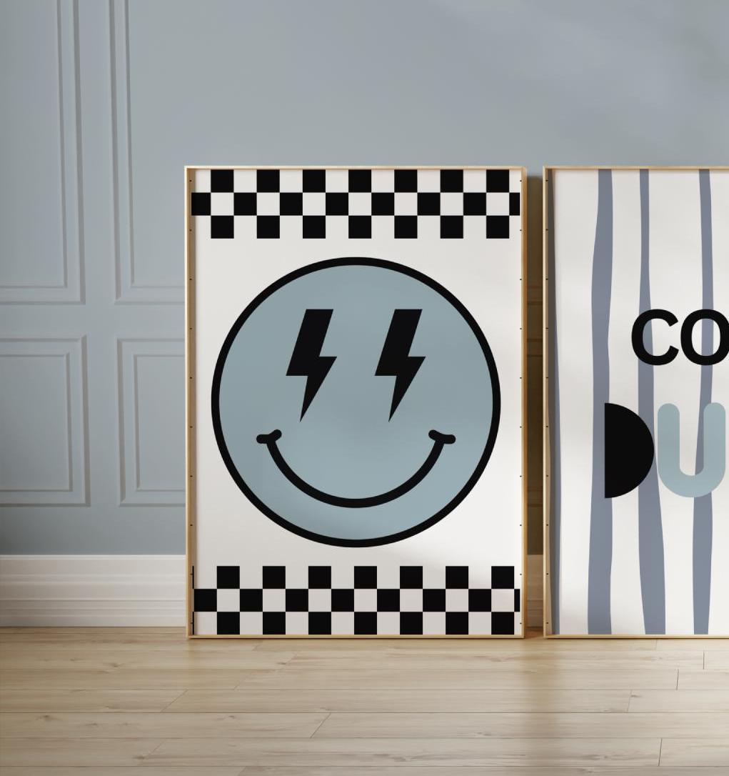 Retro Checkered Cool Dudes Nursery Prints, Playroom Decor