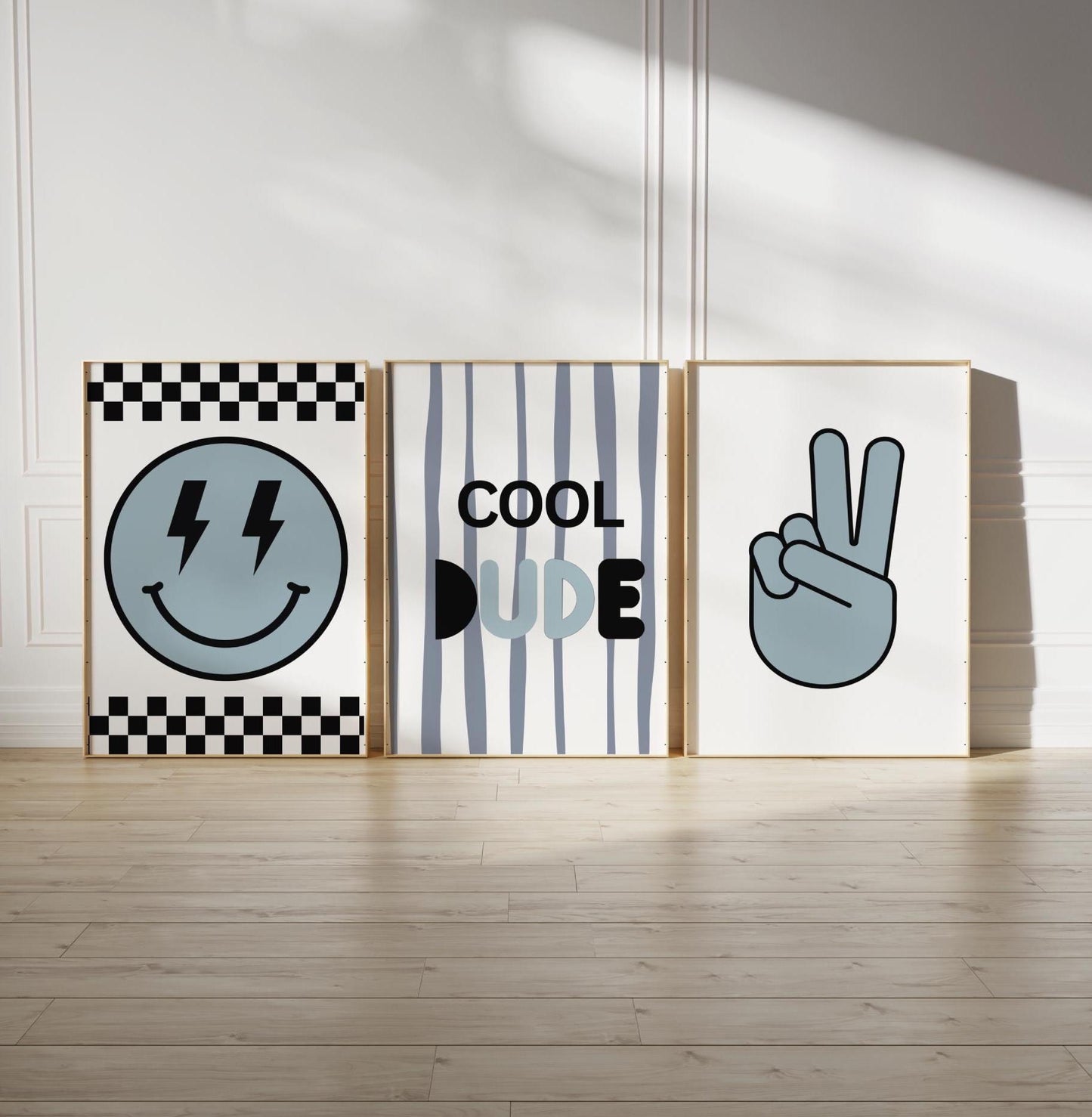 Retro Checkered Cool Dudes Nursery Prints, Playroom Decor