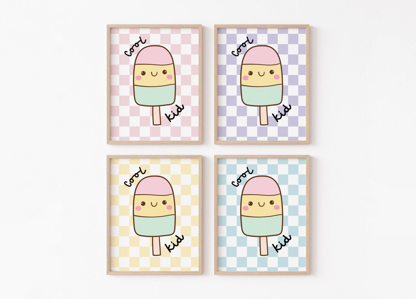 Ice Cream Print: Retro Checkered Nursery Art