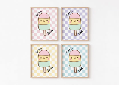 Ice Cream Print: Retro Checkered Nursery Art