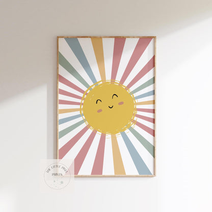 sunshine wall poster , wall art print , Nursery Prints, Scandi decor, Neutral, Wall Art, Kids Prints,