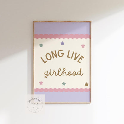 long live girlhood bright pastel print for girls bedroom, nursery or playroom ( print only )