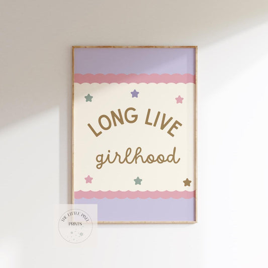 long live girlhood bright pastel print for girls bedroom, nursery or playroom ( print only )