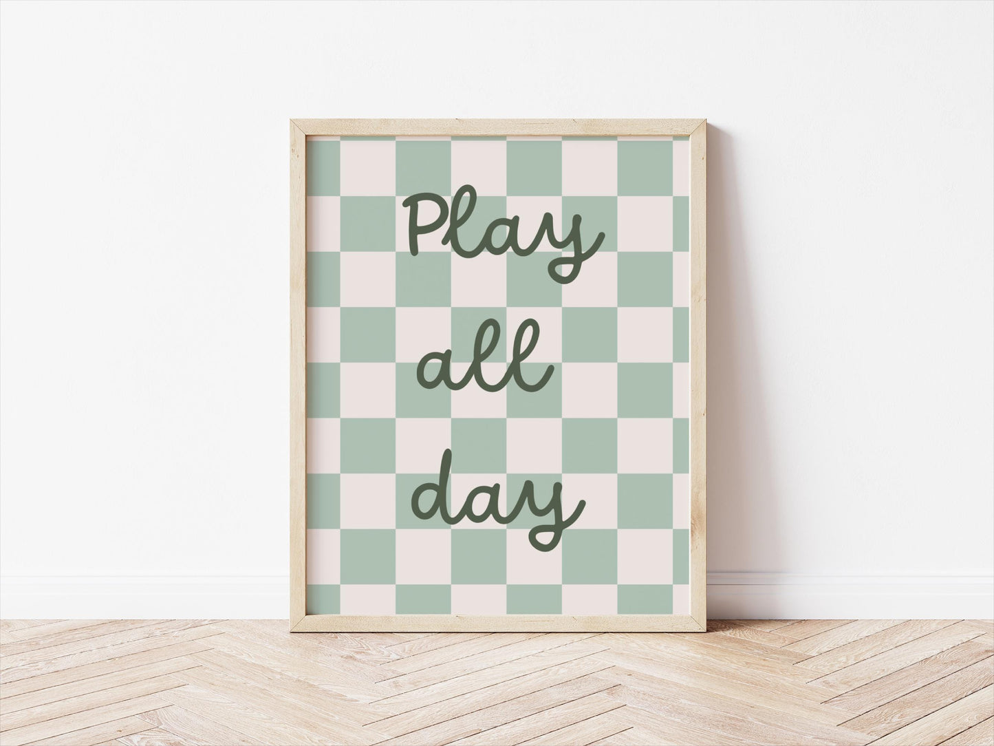 play all day checkered wall print for childrens bedroom or nursery