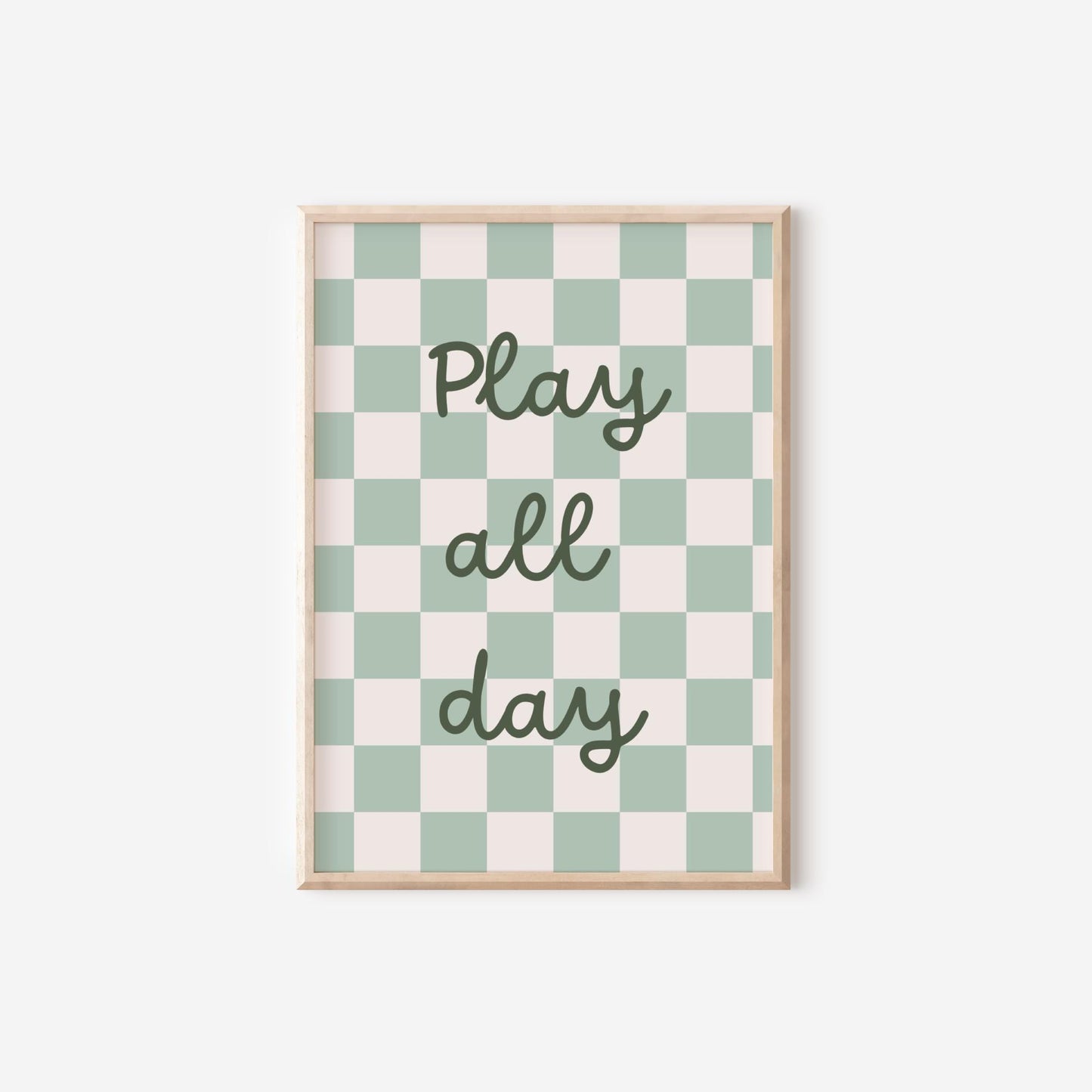 play all day checkered wall print for childrens bedroom or nursery
