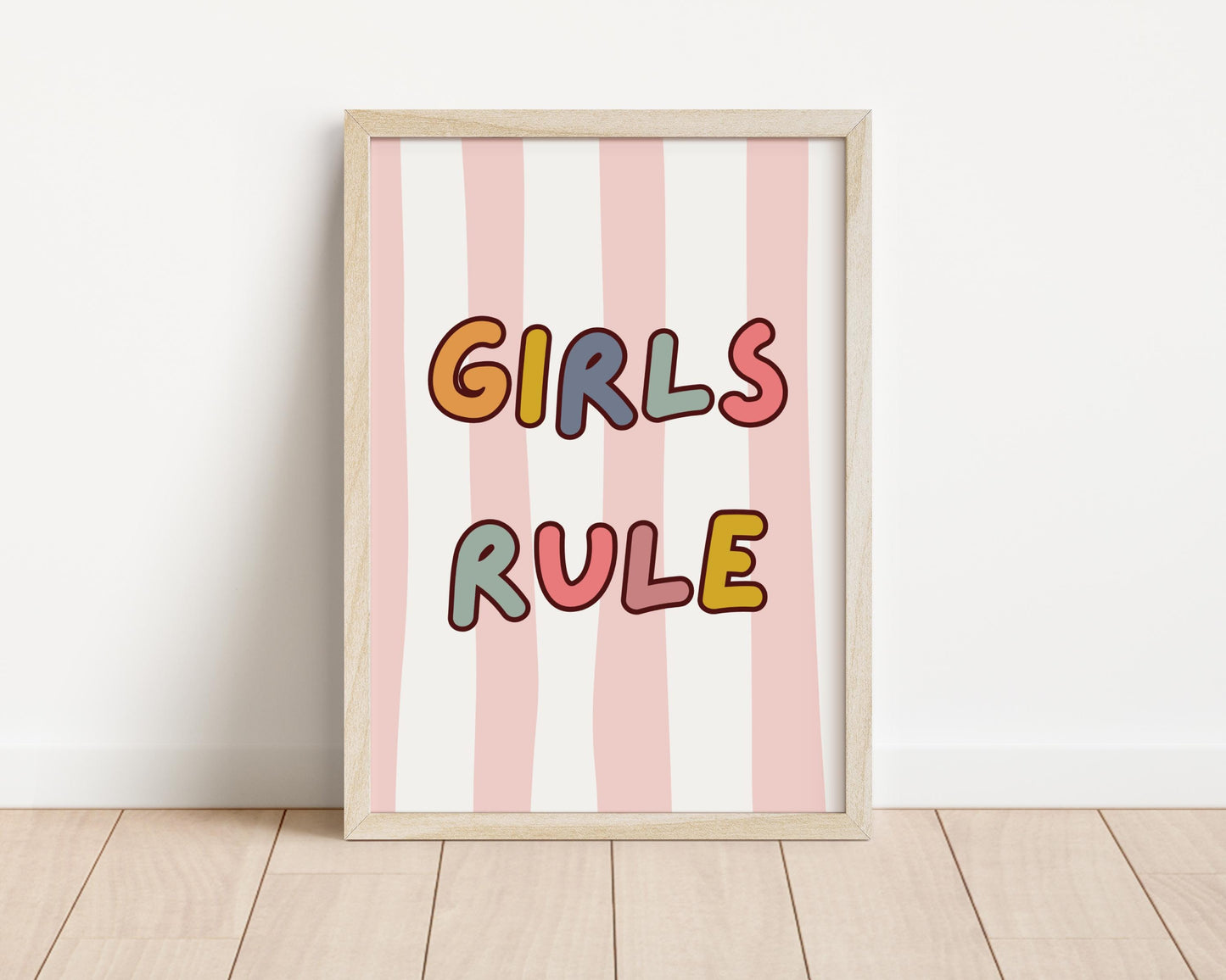 Girls Rule Art Print: Bright Positive Decor for Bedroom or Playroom