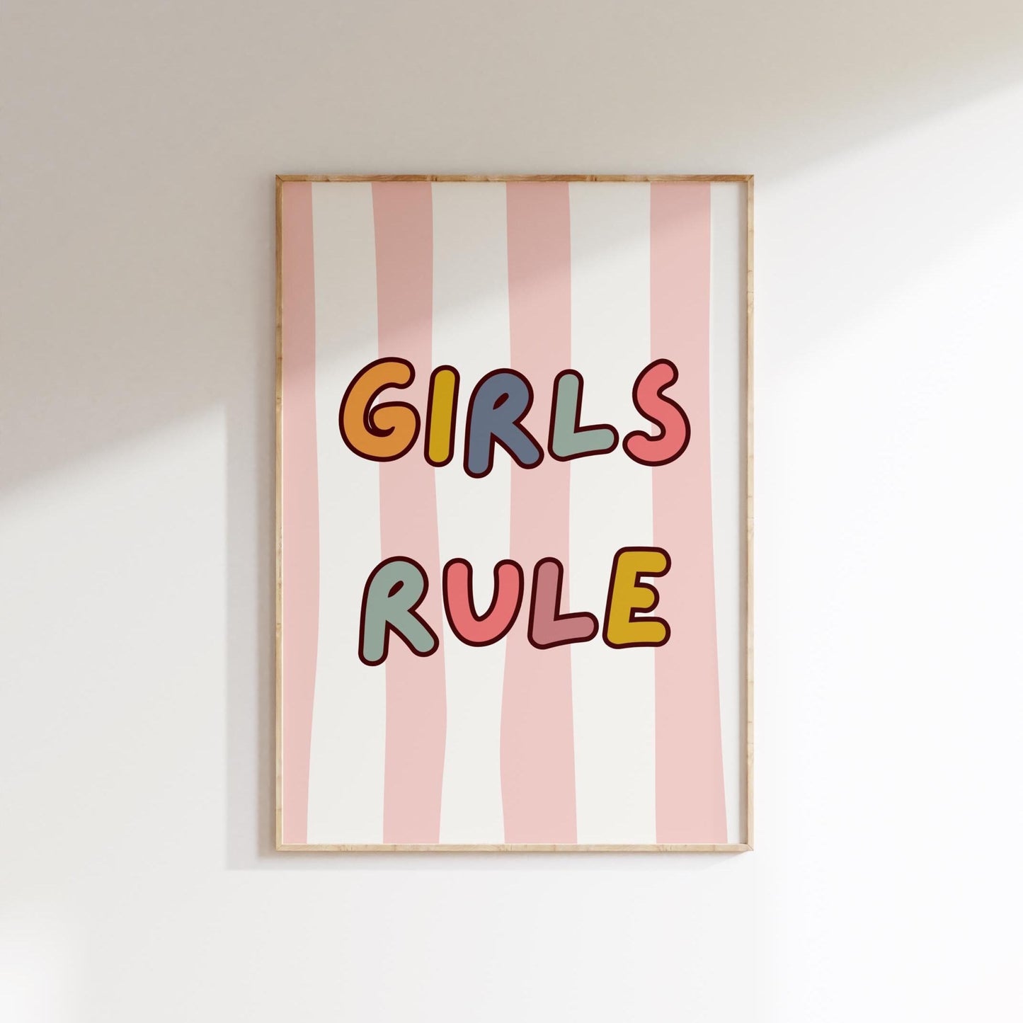 Girls Rule Art Print: Bright Positive Decor for Bedroom or Playroom